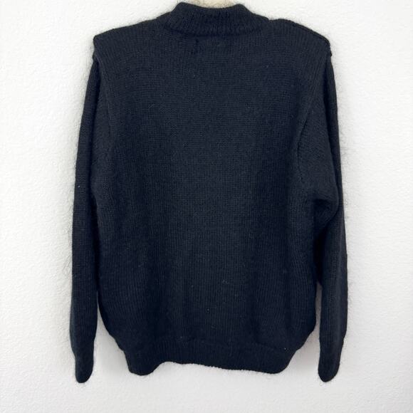 Annabelle Womens Cardigan Knit Sweater One Size Mohair Wool Blend Fuzzy Black - Picture 3 of 5